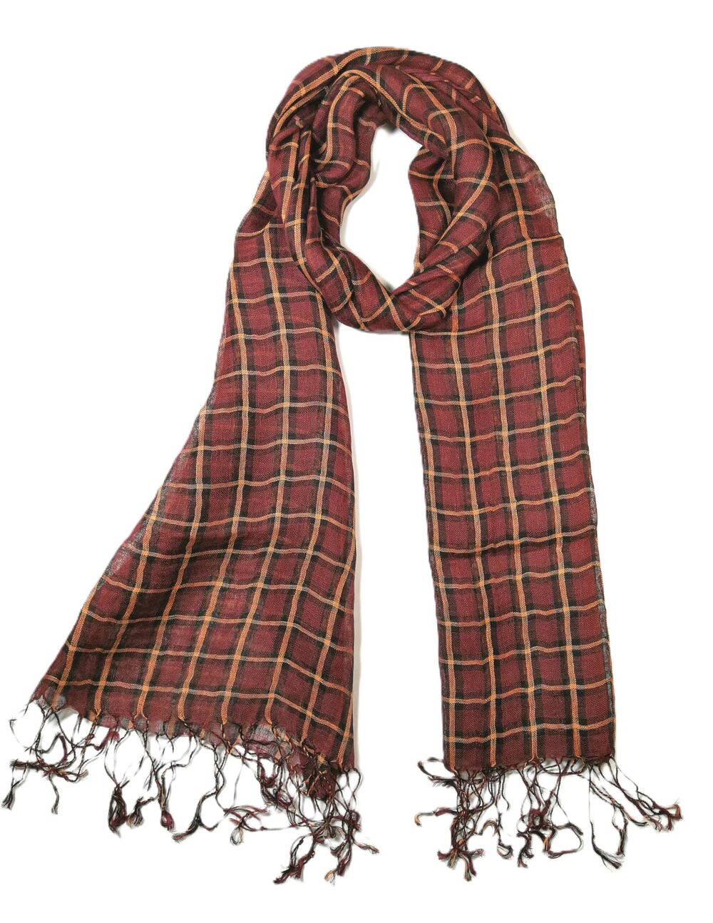 2500 Unisex 100% Linen Scarves and 71"x22" Red-Plaid